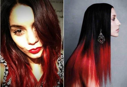 Красное омбре на темные волосы в домашних условиях. Омбре в красном цвете для темных волос