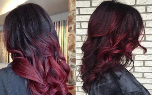 Красное омбре на темные волосы в домашних условиях. Омбре в красном цвете для темных волос