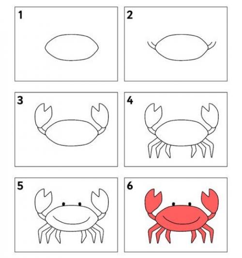 Как нанести краску на Хвост для рисования крабика. Пошаговая инструкция по рисованию краба простым карандашом
