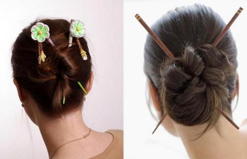 Как правильно заколоть волосы с помощью заколочки с палочкой