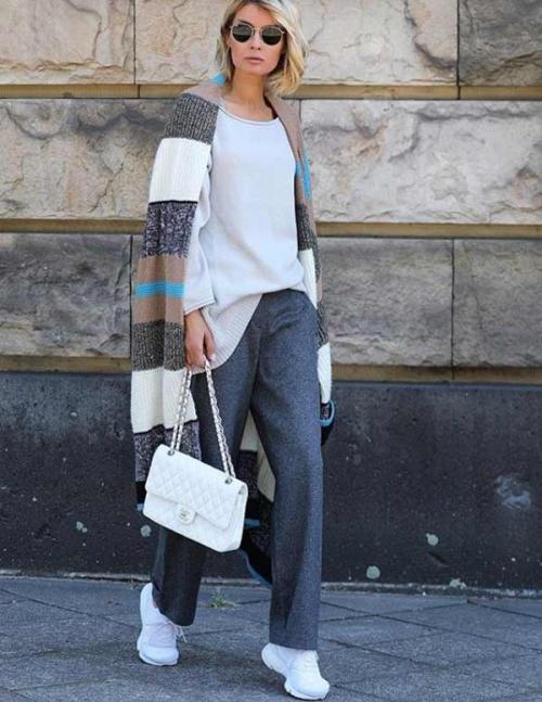 С чем носить кардиган на пуговицах. Неожиданно стал снова в моде: кардиган на пуговицах, с чем носить